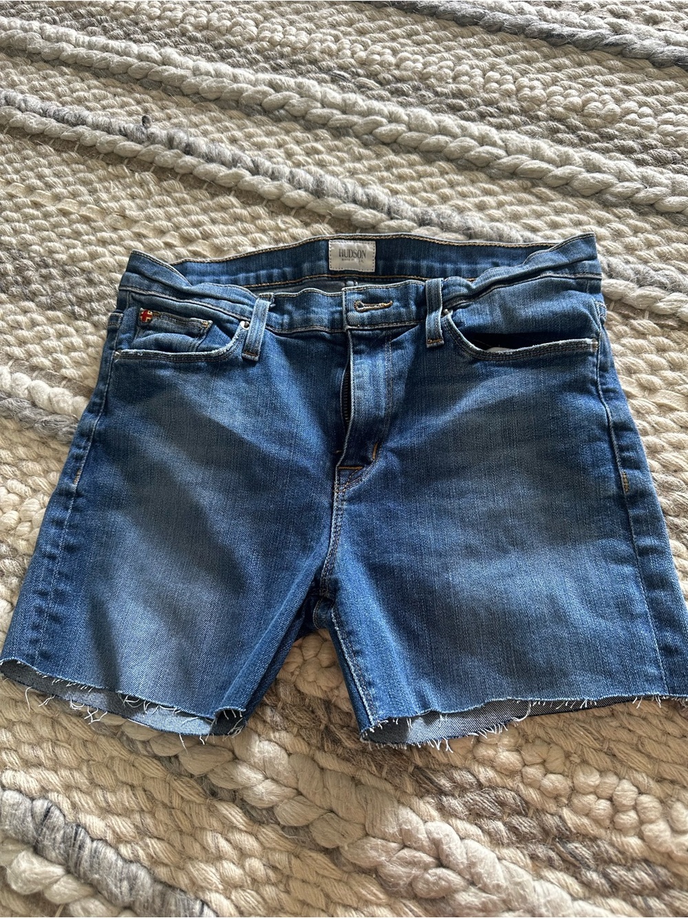 Hudson Jeans Women's Mid-Blue Denim Cutoff Shorts